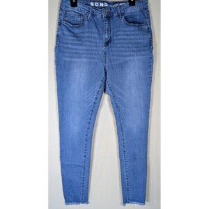 S.O.N.G. High Rise Jeans Women’s 15/32 Light Wash Frayed Hem Skinny Ankle